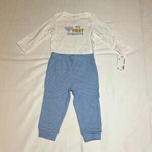 Carter's Unisex Baby My First Hanukkah Long Sleeve White Blue 2 Piece Outfit NWT